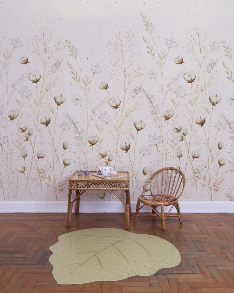 Painel de parede aquarelado jardim algodão t.design (100% celulose)