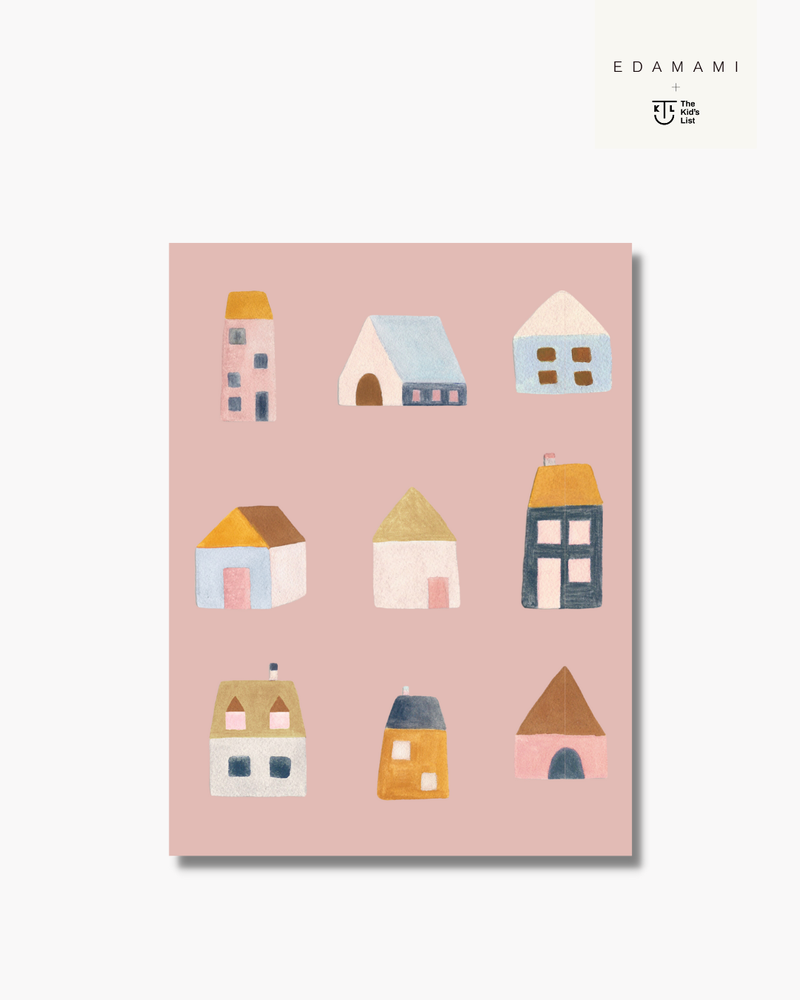 Poster casinhas rosa antigo edamami