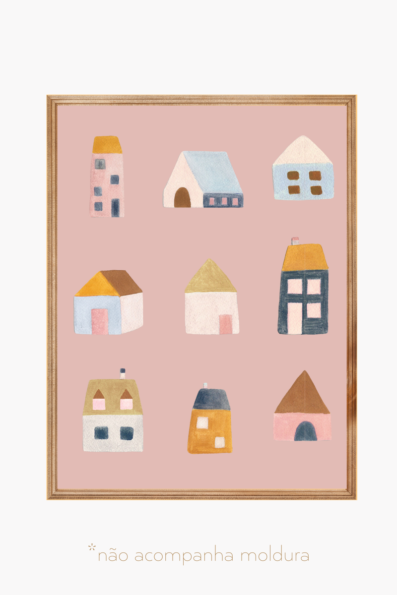 Poster casinhas rosa antigo edamami
