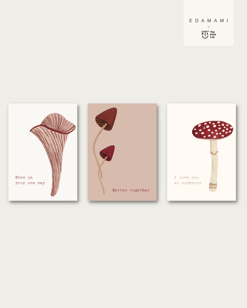 Trio de posters cogumelos vermelhos edamami