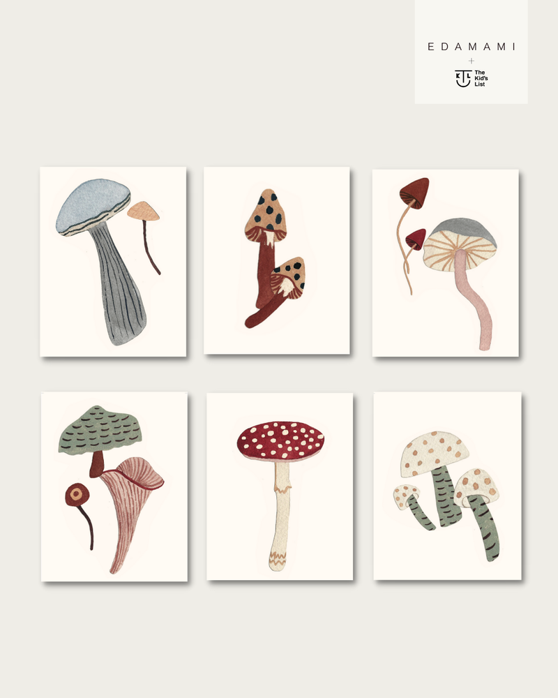 Kit com 6 posters cogumelos edamami