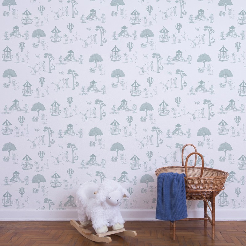 Papel de parede toile de jouy verde t.design (100% celulose)
