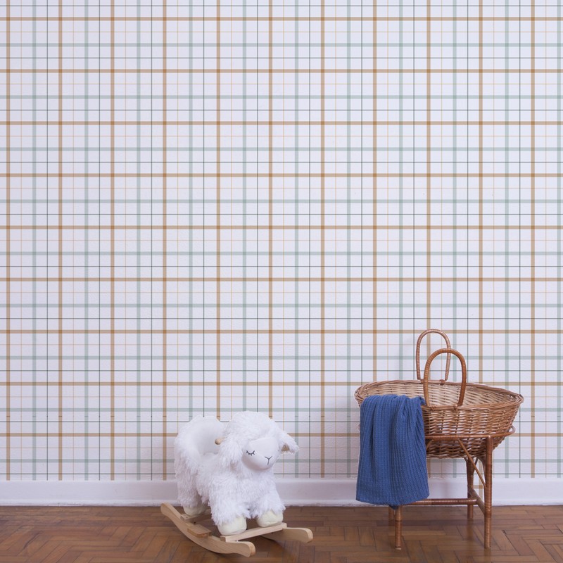 Papel de parede xadrez color laranja t.design