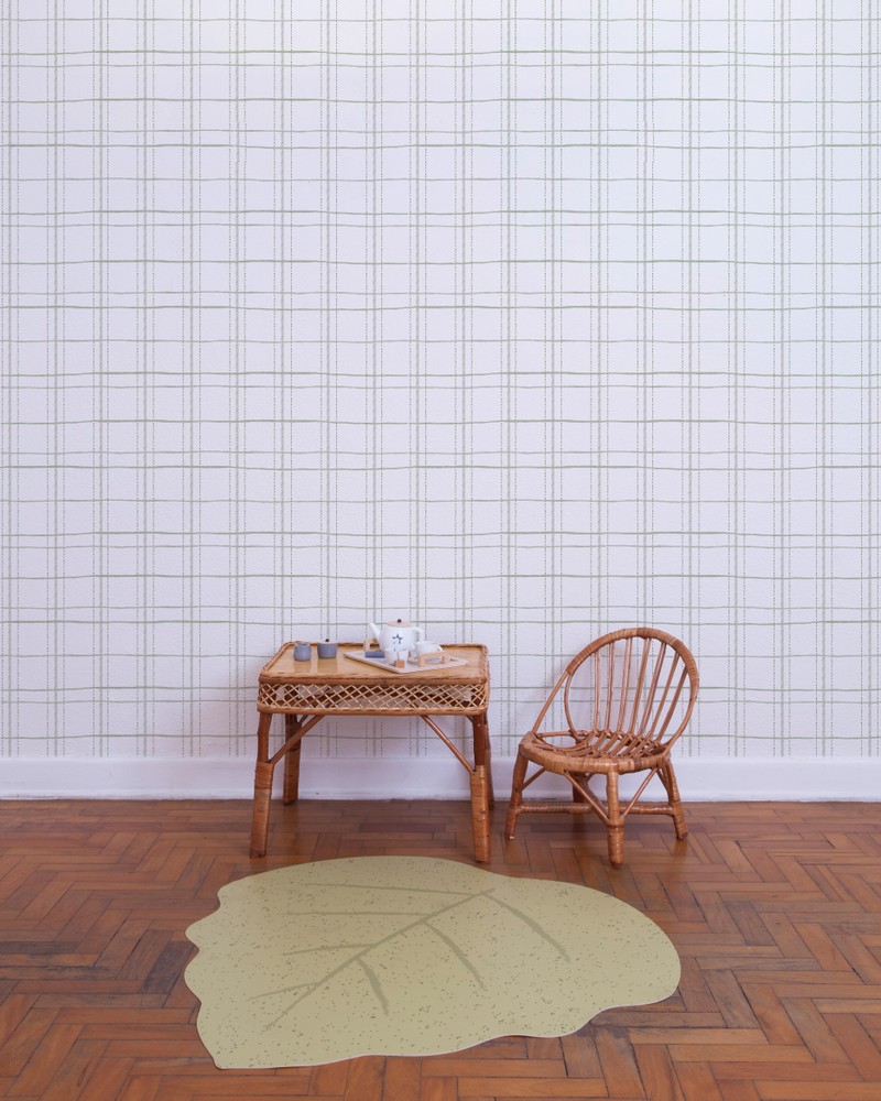 Papel de parede xadrez pontos irregulares verde T.Design - 100% celulose