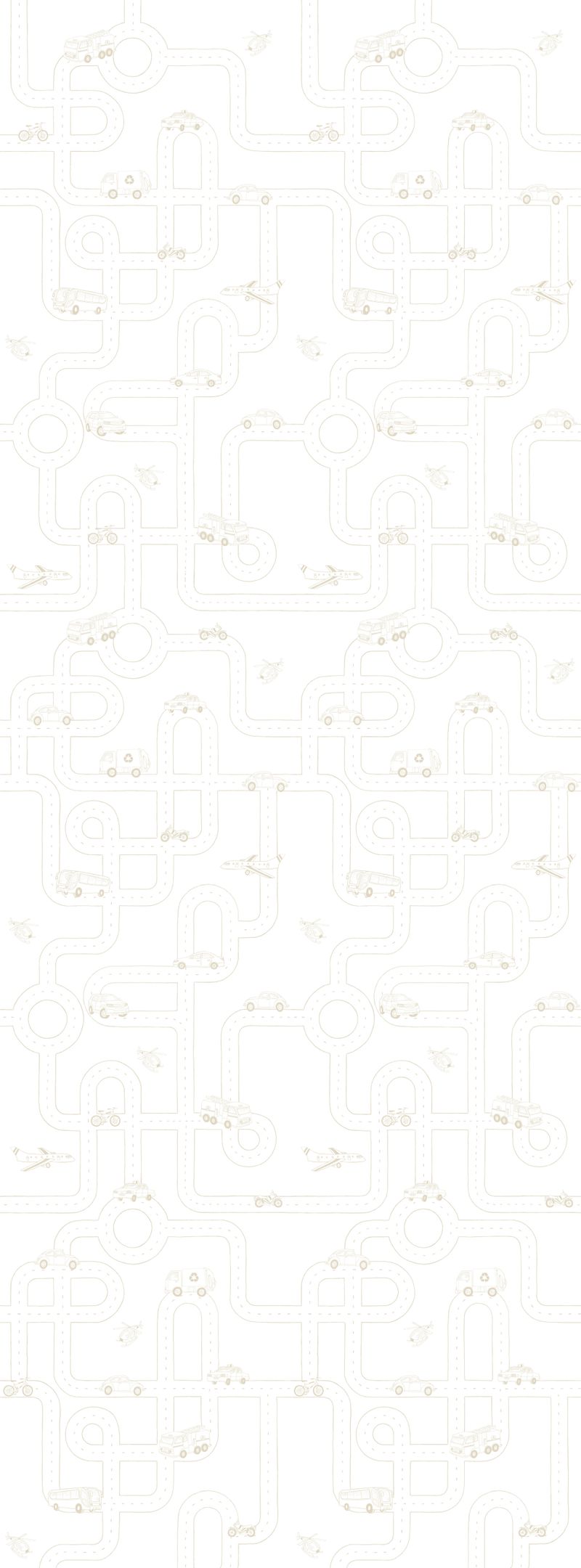 Papel de parede veículos aquarelados bege T.Design - 100% celulose