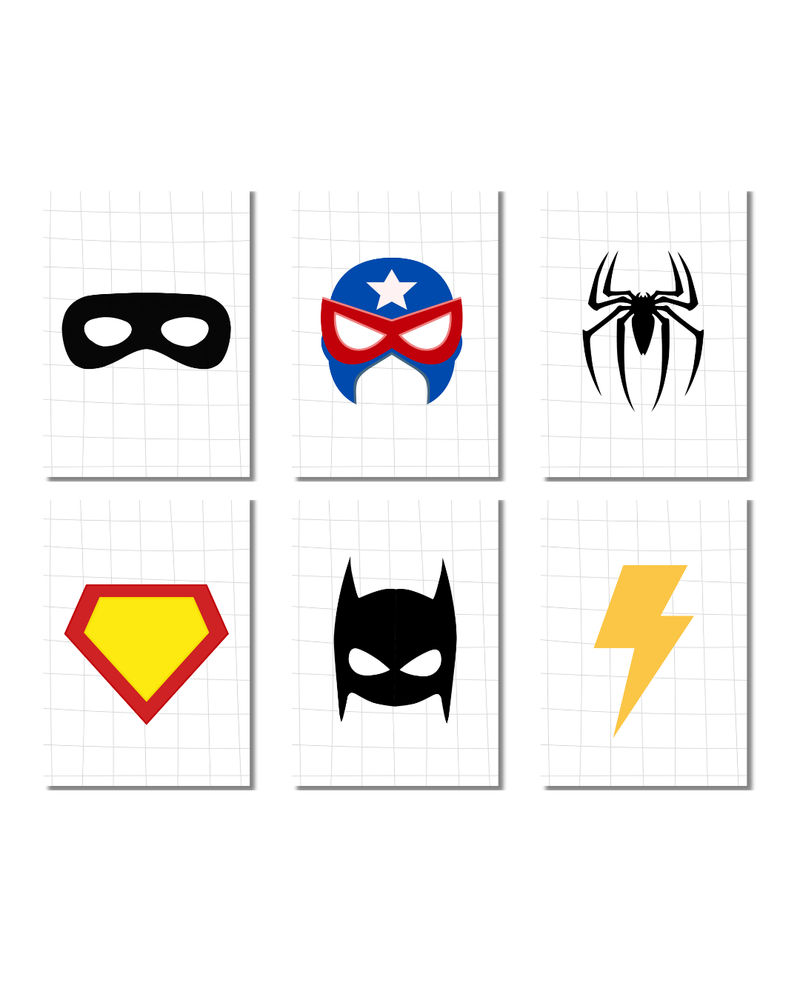 Kit com 6 posters heróis