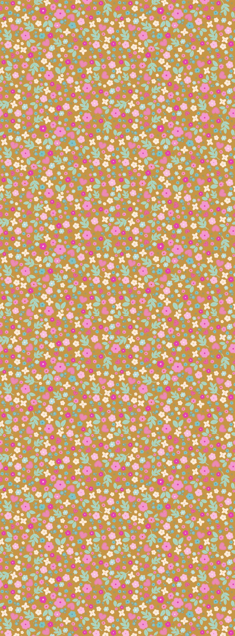 Papel de parede sheepy amo flores azul e mostarda t.design (100% celulose)