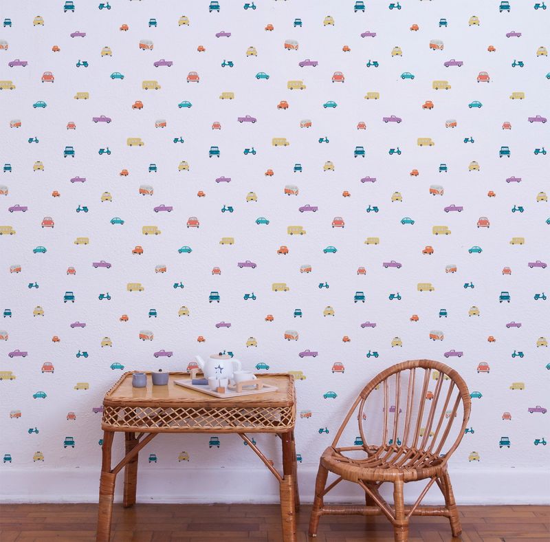 Papel de parede sheepy carrinhos t.design (100% celulose)