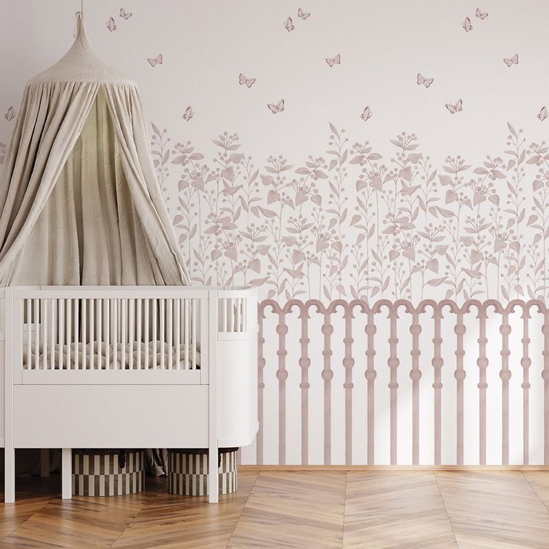 Painel jardim bolinhas barrado rosa t.design (celulose)
