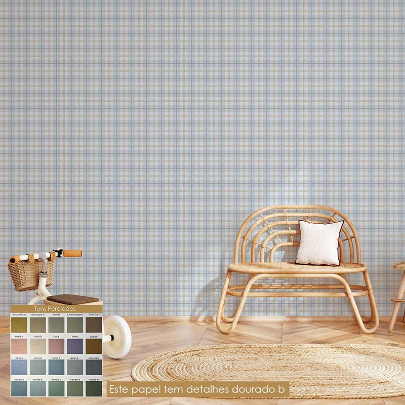 Papel de parede tumdum tartan perolado - 4 tons 