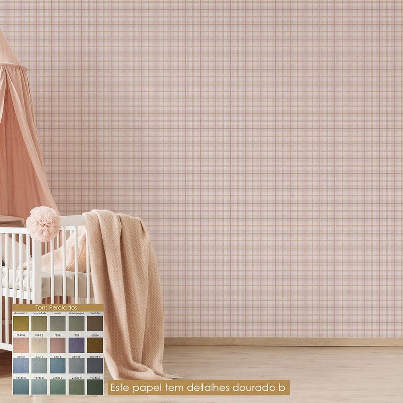 Papel de parede tumdum tartan perolado - 4 tons 