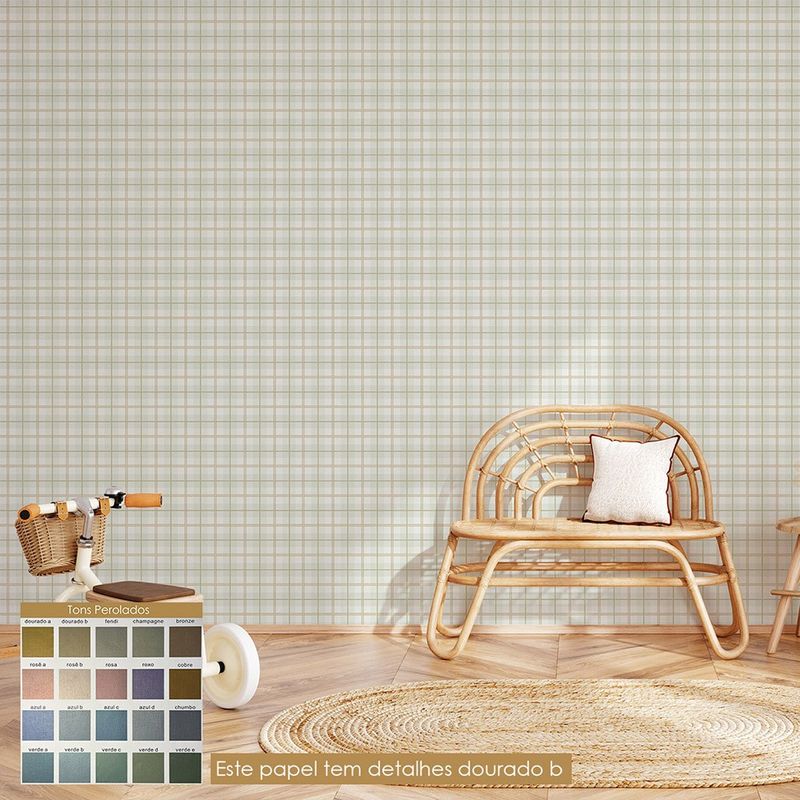 Papel de parede tumdum tartan perolado - 4 tons 