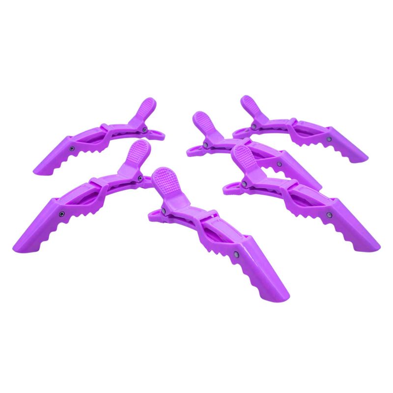 Presilhas Crocodilo Roxo Para Cabelo Com 6 unidades