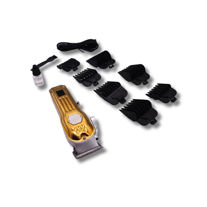 Máquina de Corte TRU Barber - Modelo 9818 Dourado, 100 de Metal, 6500 RPM, BIVOLT