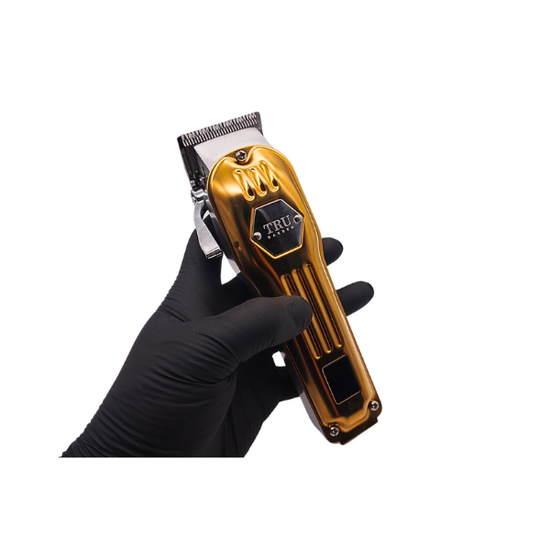 Máquina de Corte TRU Barber - Modelo 9818 Dourado, 100 de Metal, 6500 RPM, BIVOLT