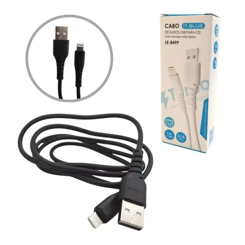 Cabo USB para Lightning iPhone LE-849P 1m 3.1A - IT-BLUE