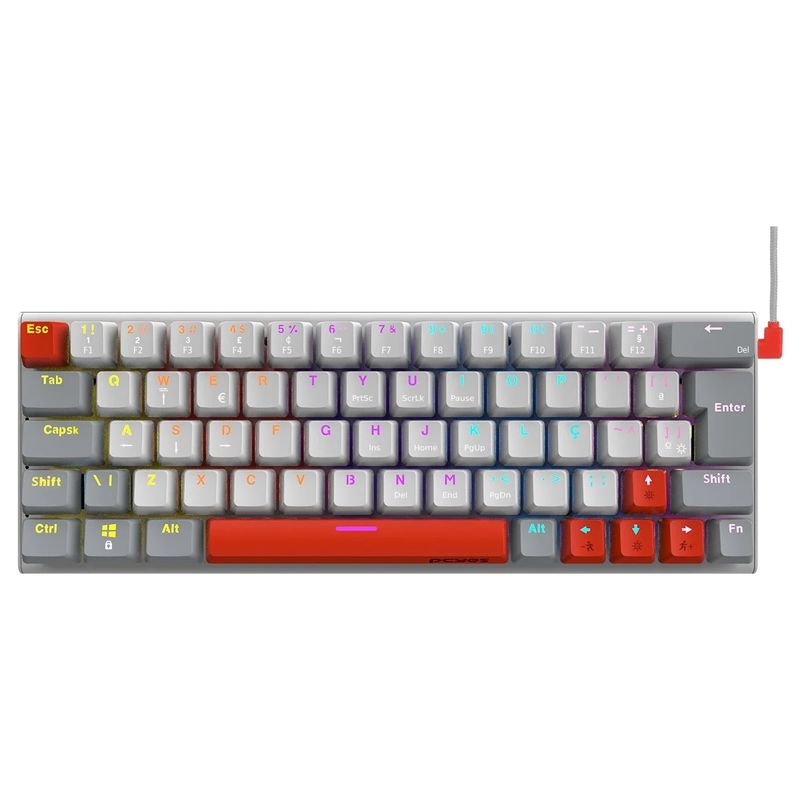 Teclado Gamer Mecânico PCYES Kuromori White Ghost Switch Blue - LED Rainbow - PTKMWG60BL