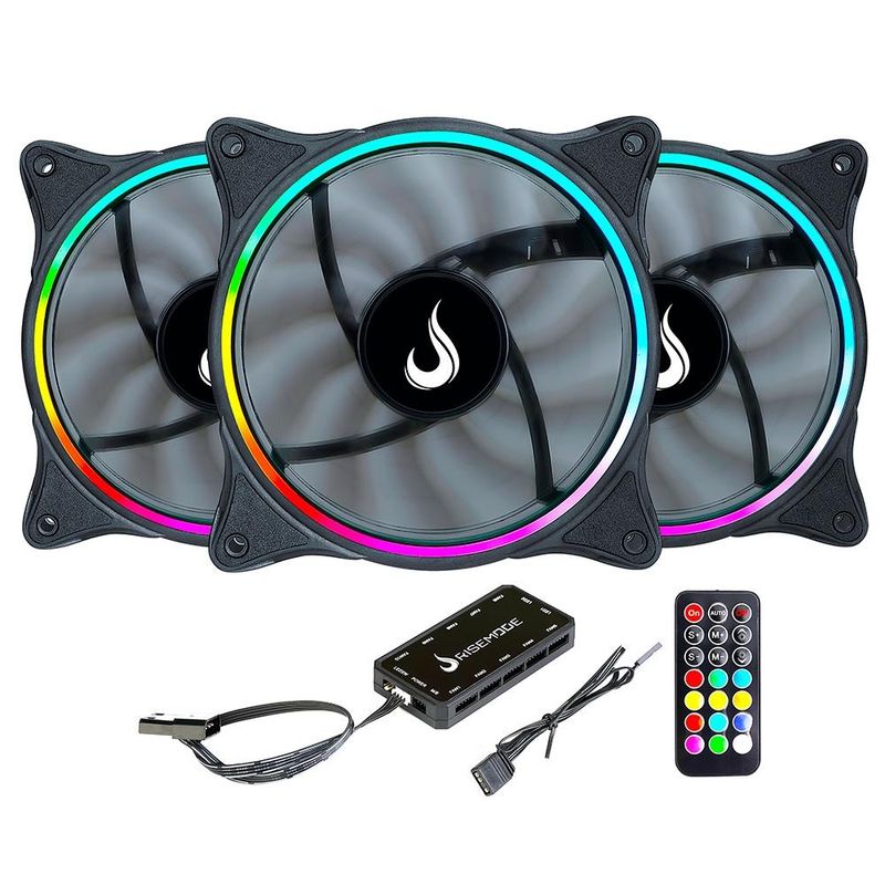 Cooler para Gabinete Kit Com 3 Ventoinhas Rise Mode Laser 120mm ARGB - RM-RGB-05-5V