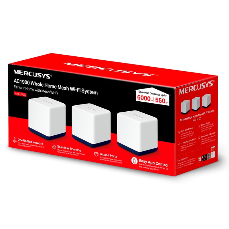 Roteador Wireless Mercusys Halo H50G AC1900 3-Pack