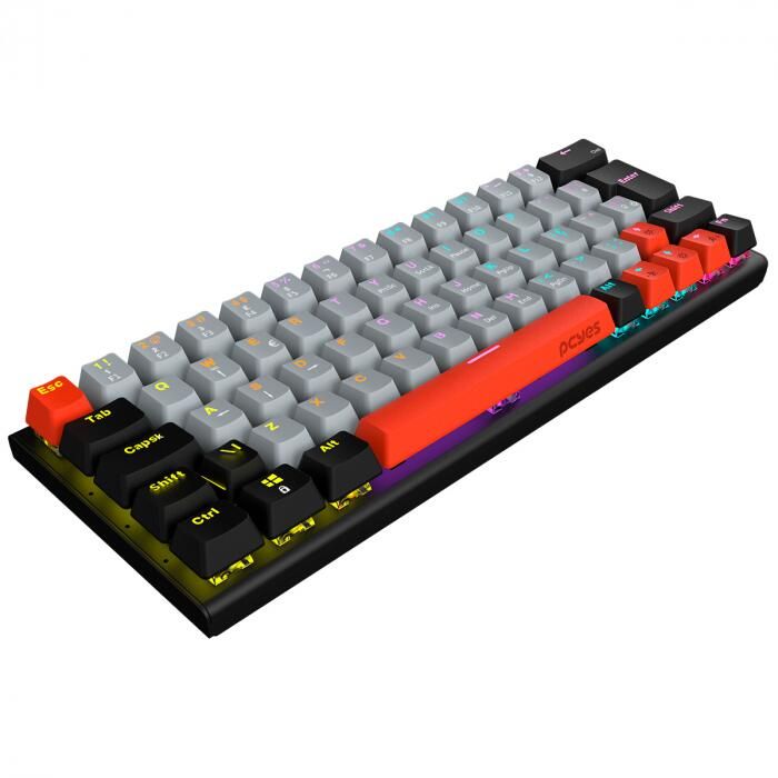Teclado Gamer Mecânico PCYES Kuromori Switch Red - LED Rainbow - PTKM60RD