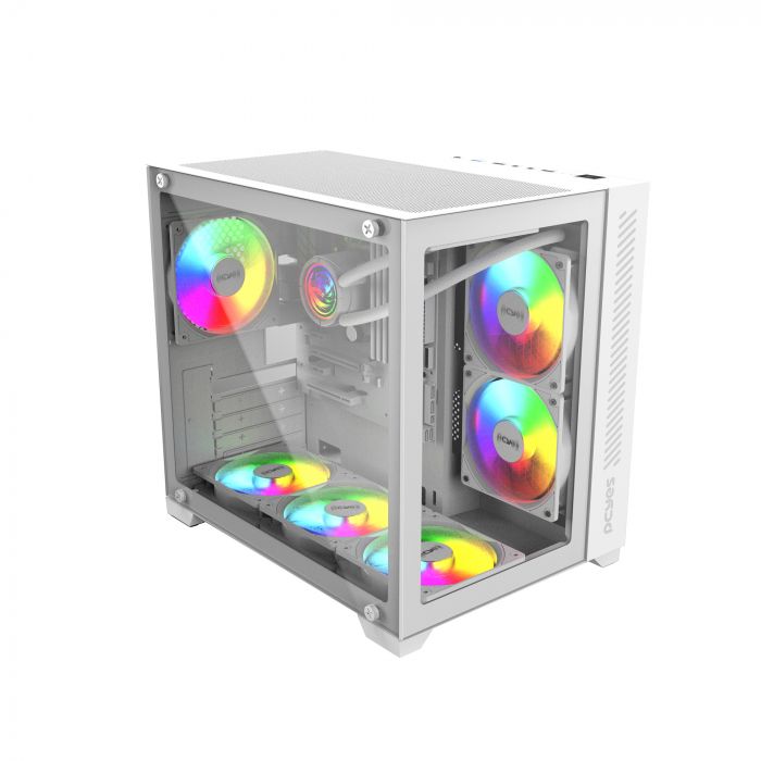 Gabinete PCYES ForceField White Ghost, Lateral e Frontal em Vidro, Branco, GFFWGP