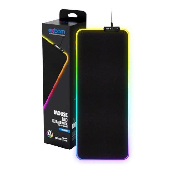 Mouse Pad Gamer Extra Grande Com Led Colorido MP-LED3080 80x30CM Exbom