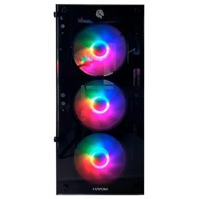 Gabinete Gamer Hayom GB1749, Lateral e Frontal em Vidro Temperado, 4x Fan RGB, Preto