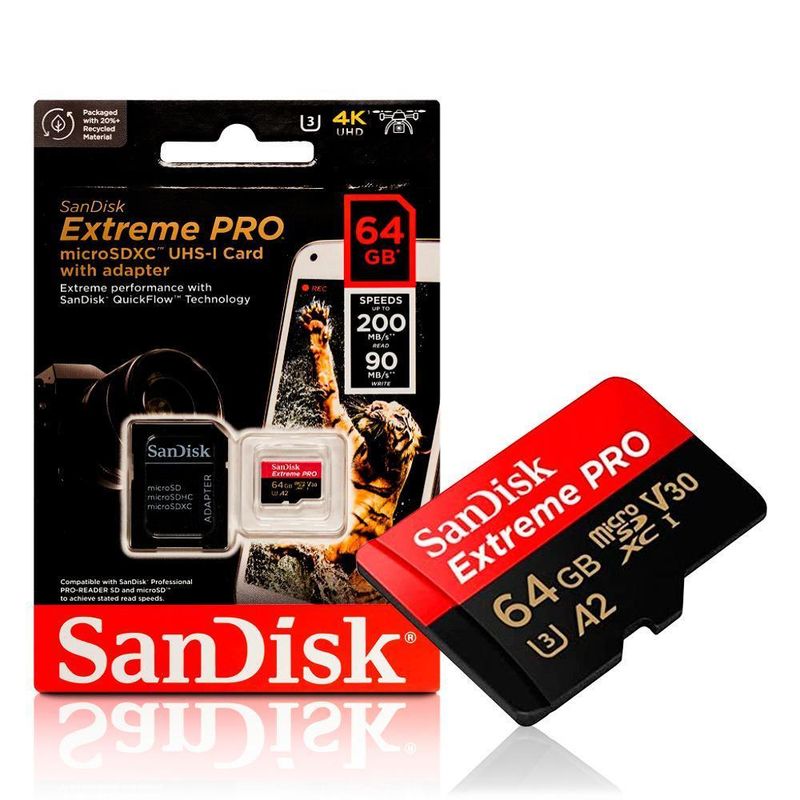 Cartão Memória Sandisk Extreme Pro Micro SD SDXC 64GB