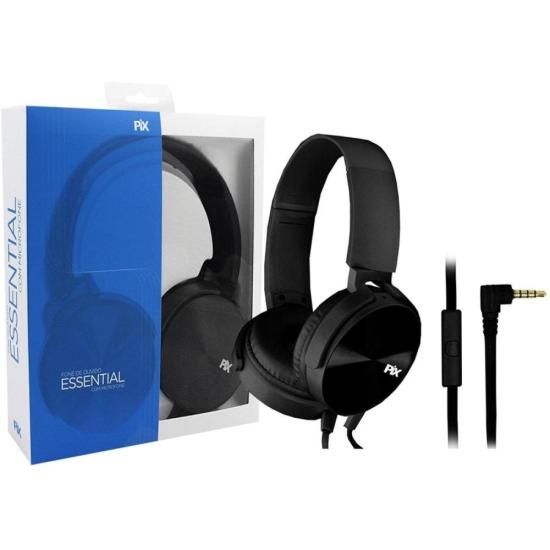 Fone de Ouvido Com Microfone Pix Essential Flat Preto
