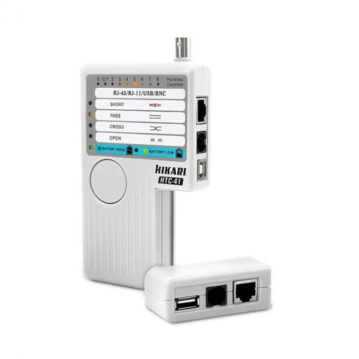 Testador de Cabos  RJ-11, RJ-45, Cabo Coaxial BNC e USB HTC-41