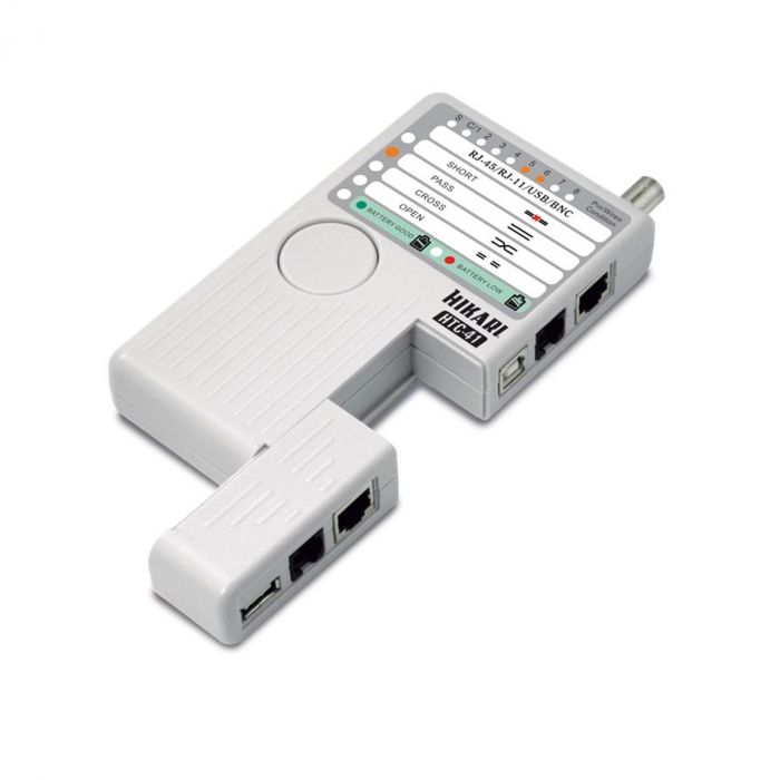 Testador de Cabos  RJ-11, RJ-45, Cabo Coaxial BNC e USB HTC-41