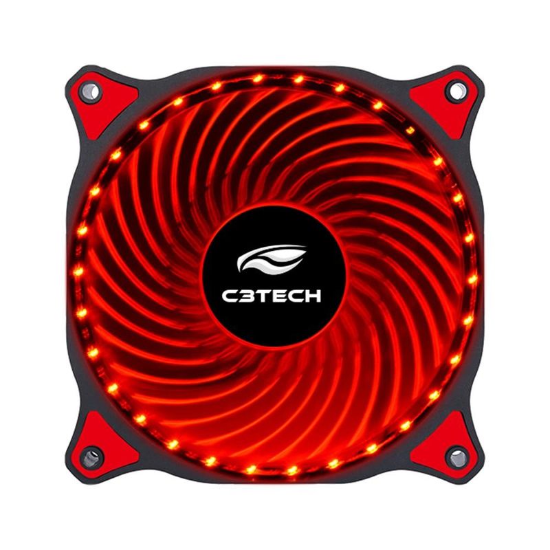 Cooler para Gabinete C3Tech F7-L130RD STORM 120mm 30 LEDs Vermelho