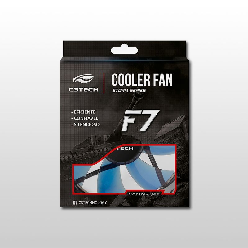 Cooler para Gabinete C3Tech Storm F7-L100BL Led Azul 120mm