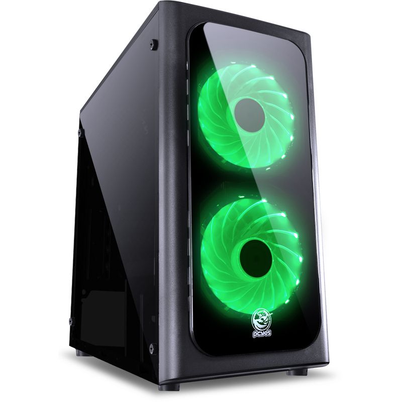 Gabinete PCYES VENUS C/ 2 FANS LED Verde