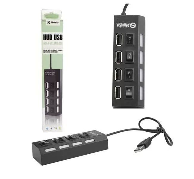 HUB USB 4 Portas USB 2.0 cm Chave Led Shinka