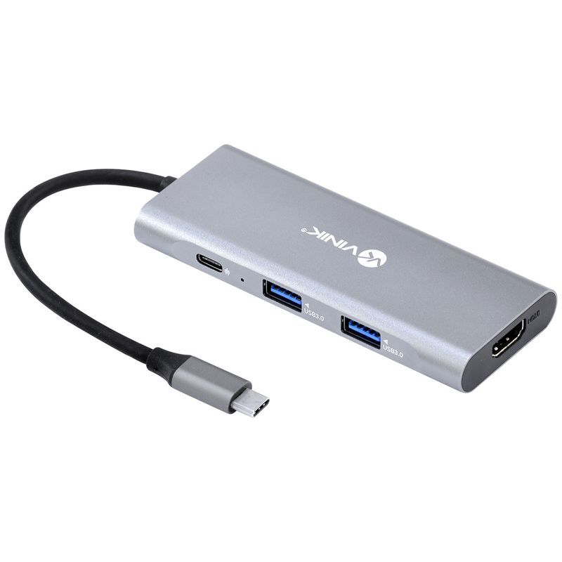 HUB USB Tipo C, 7 em 1, 3x USB 3.0, Leitor de Cartão, HDMI, Tipo C com Power Delivery - HC-7