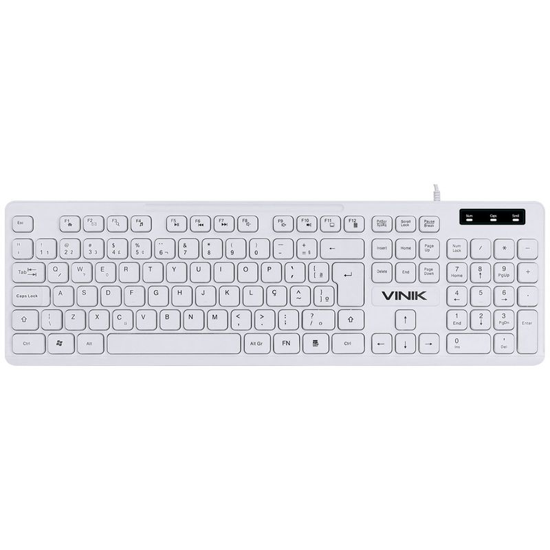 Teclado Vinik Chocolate Branco, Slim Multimidia TCB200