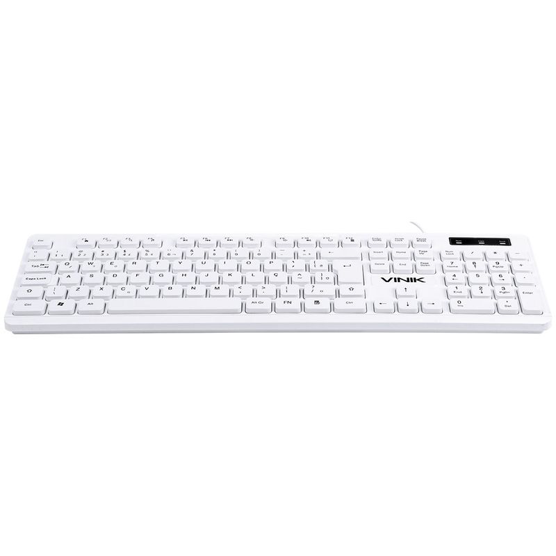 Teclado Vinik Chocolate Branco, Slim Multimidia TCB200