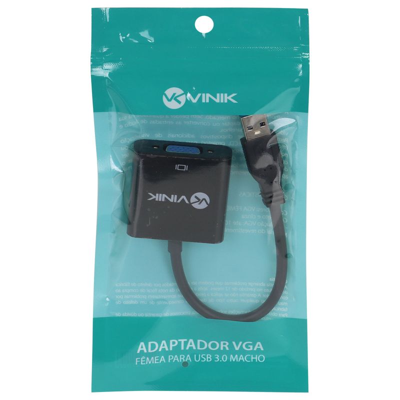 Cabo Conversor VGA Fêmea para USB Macho VGAFUSBM