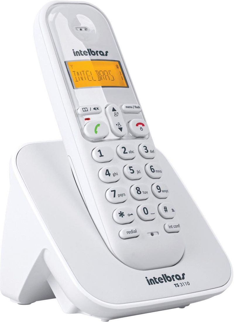 Telefone Sem Fio Intelbras TS 3110 Display Iluminado e Ident. Chamadas Branco