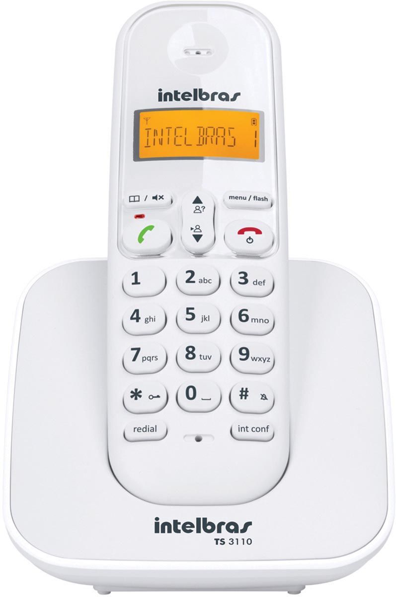Telefone Sem Fio Intelbras TS 3110 Display Iluminado e Ident. Chamadas Branco