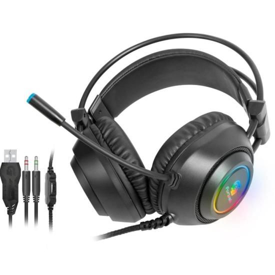 Headset FORTREK Gamer RGB Crusader P2 + USB Preto