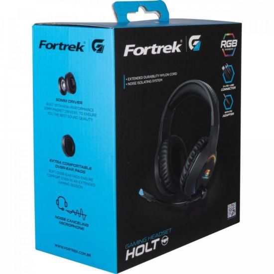 Headset Fortrek Gamer Holt RGB P2 + USB Preto