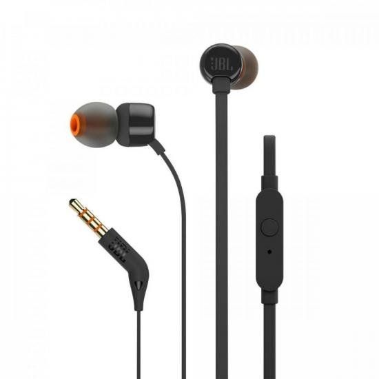 Fone de Ouvido JBL com Microfone  Tune 110 Preto