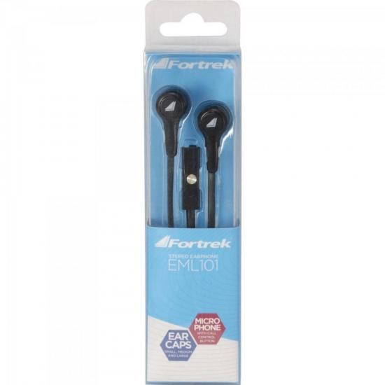 Fone de Ouvido Fortrek com Microfone EML-101 Preto