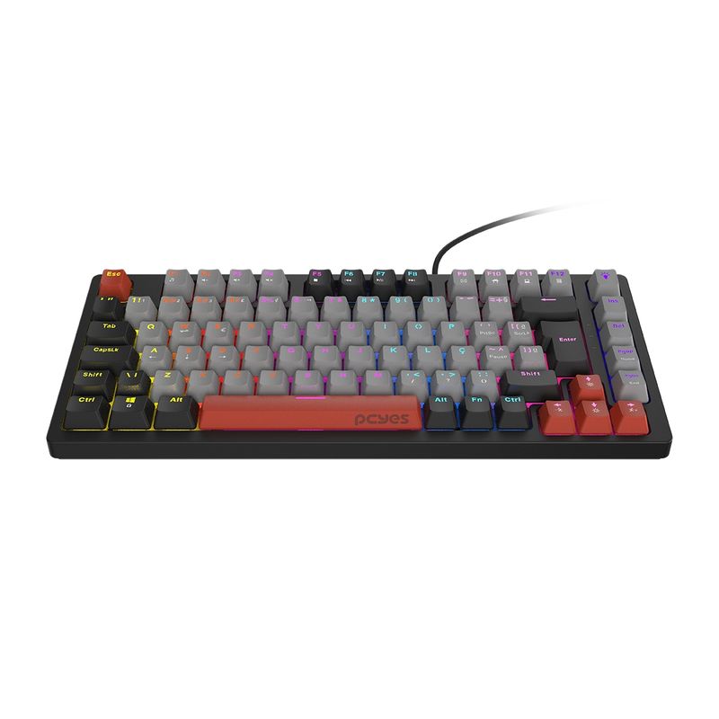 Teclado Mecânico PCYES Kirin Black Vulcan 75% - Switch Red, Led Rainbow, PTKR75RD