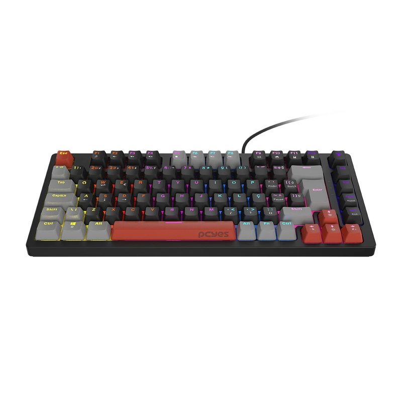 Teclado Mecânico PCYES Kirin Black Vulcan 75% - Switch Blue, Led Rainbow, PTKR75BL