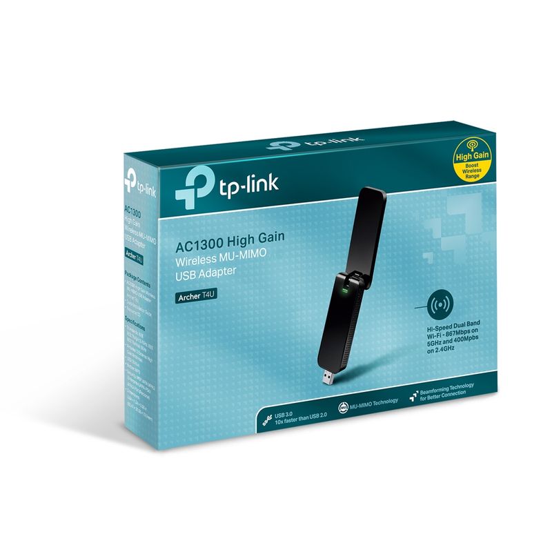 Adaptador Wireless TP-Link  Archer T4U Dual Band AC 1300 USB
