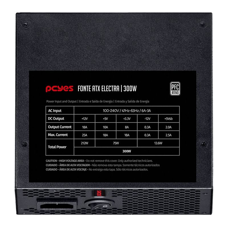 Fonte PCYES Electra 300W PFC Ativo - ELEC300W