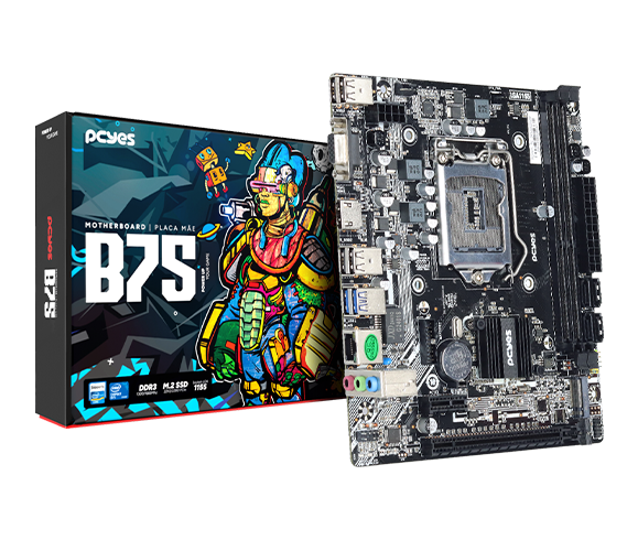 Placa Mãe PCYES B75 DDR4 NVMe HDMI/VGA LGA 1155